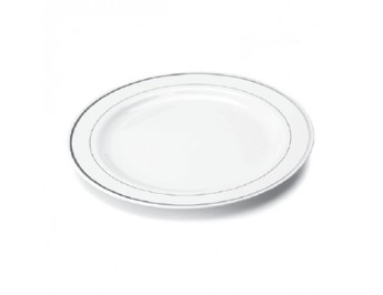 Plato Redondo Ribete Plata 23 cms. (20 unidades)